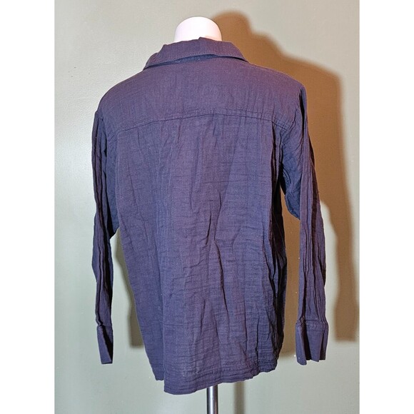 Calme by Johnny Was Double Pocket Shacket Long Sleeve Shirt Gauze Graphite Sz M - Picture 4 of 10
